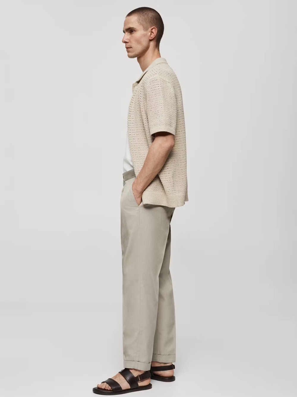 Mango Men’s Linen-Blend Pleated Pants - Picture 16 of 16